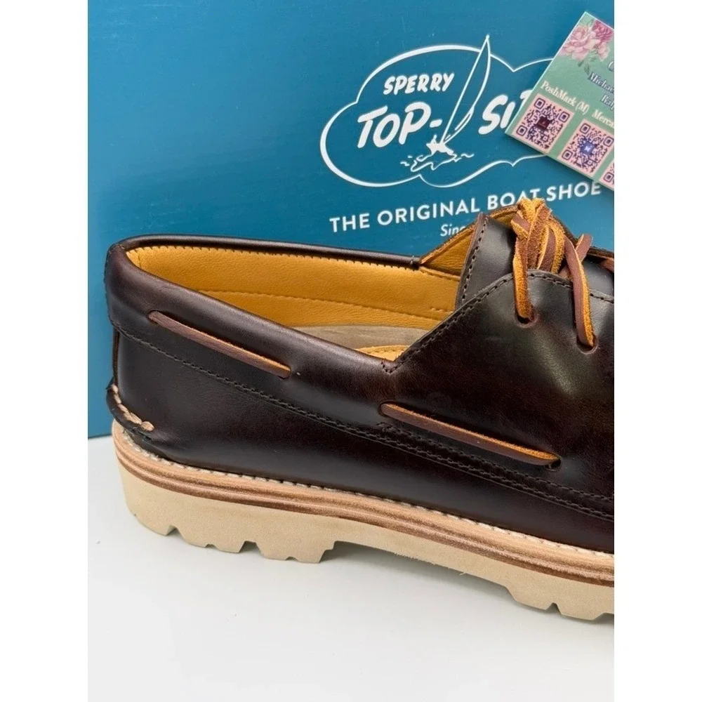 Sperry A/O 3-Eye Lug Brown Leather Boat Shoe Men's‎ NIB